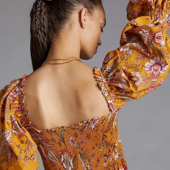 Anthropologie Conditions Apply Smocked Sweetheat Blouse XS NWT - Picture 2 of 10